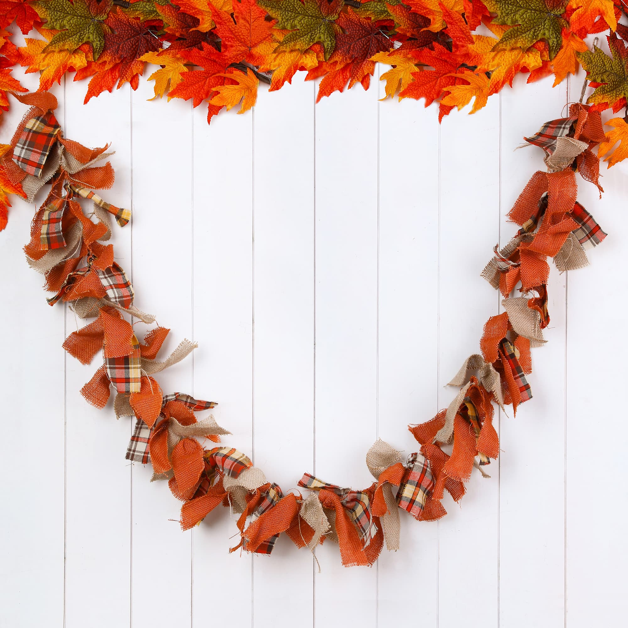 Glitzhome® 6ft. Fall Plaid Fabric Garland